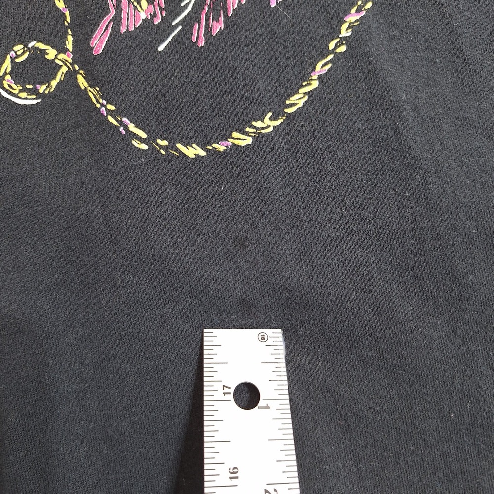 Fruit of the Loom T-Shirt Mens M Black Vintage 90s Square Dance Neon Puff Print - Picture 7 of 7